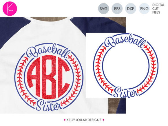Baseball Sister Monogram Frame: Graphics for Crafts and Branding