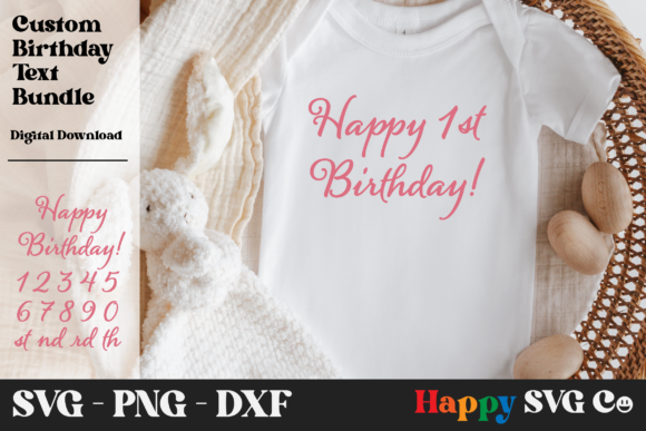 Custom Happy Birthday Script Graphics for Crafts