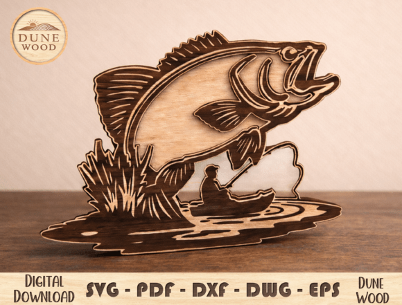 Fishing Bass Laser Cut File: Stands for Commercial Success