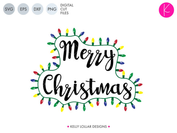 Merry Christmas with Lights Graphics for Crafts
