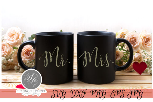 Mr and Mrs Script Lettering SVG Graphics for Crafts