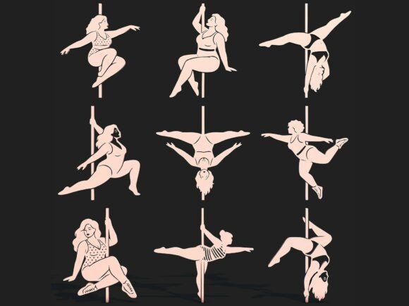 Pole Dance SVG Bundle Silhouette for Graphics and Crafts