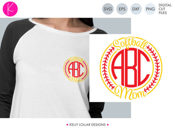 Softball Mom Monogram Graphics for Crafts and Branding